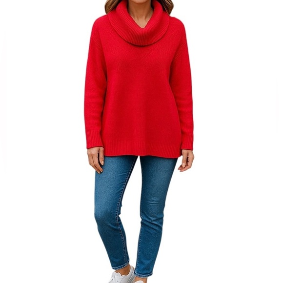 Talbots Cable Knit Cowl Neck Oversized Pullover Sweater Cotton Blend Women Sz L - Picture 8 of 8